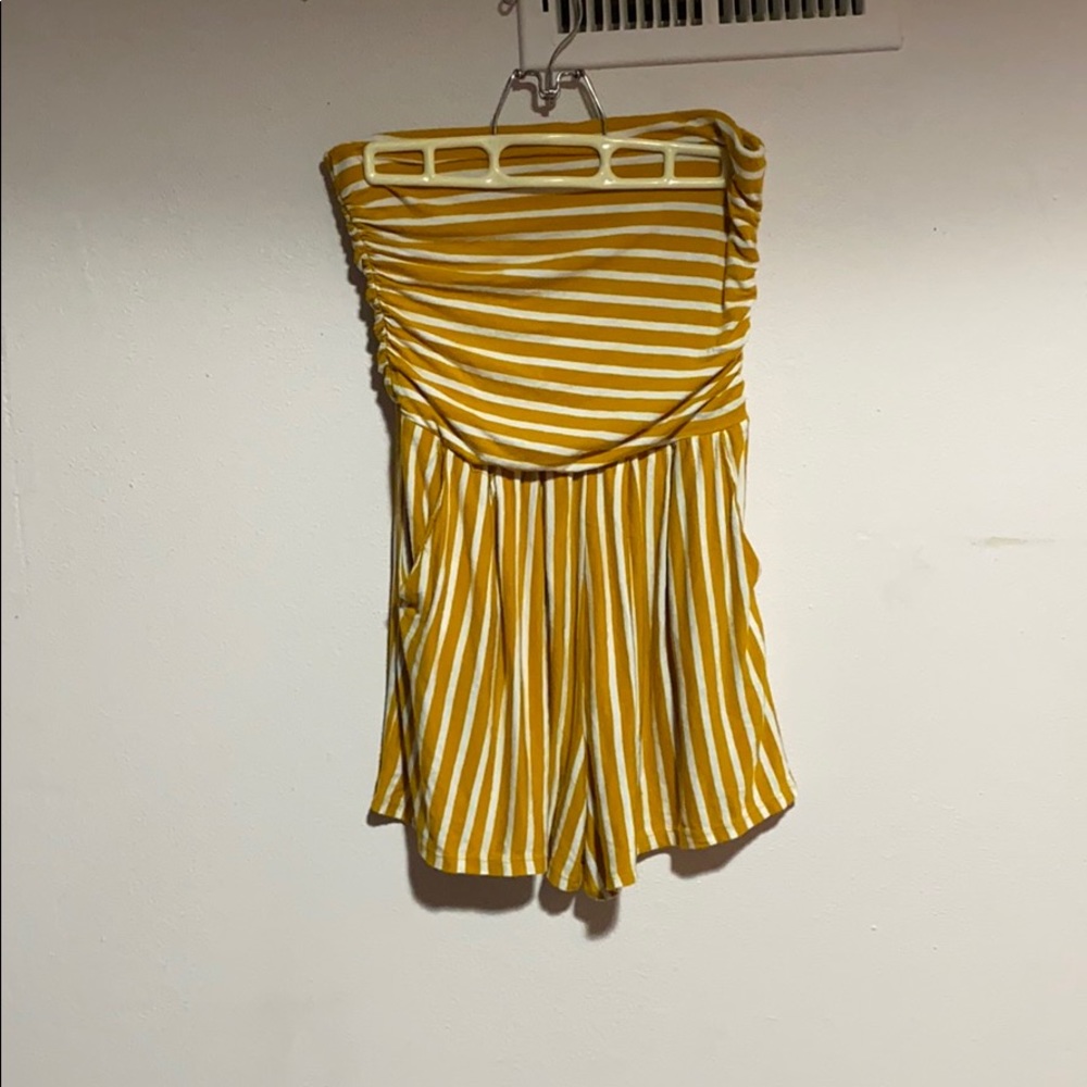 Yellow pinstripe romper